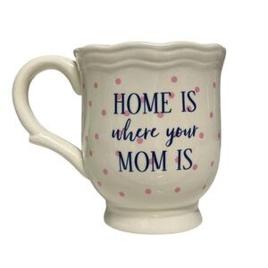 MOTHER’S DAY -HOME IS WHERE YOUR MOM IS ❤️Cream and Pink Polka Dot Mug